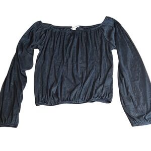 Subdued Mesh‎ Long Sleeve Top, Black, Women's Size Small